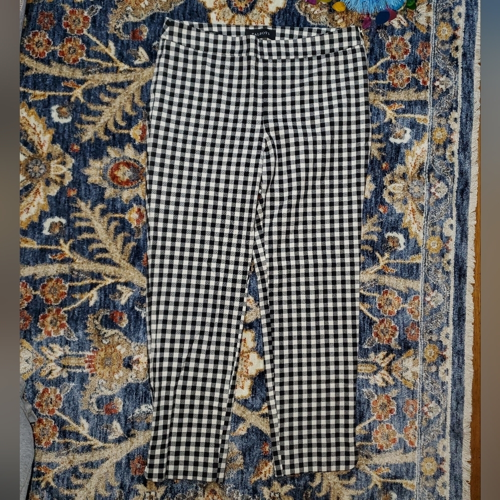 Talbots Black and White Checkered Chatham Ankle Pants